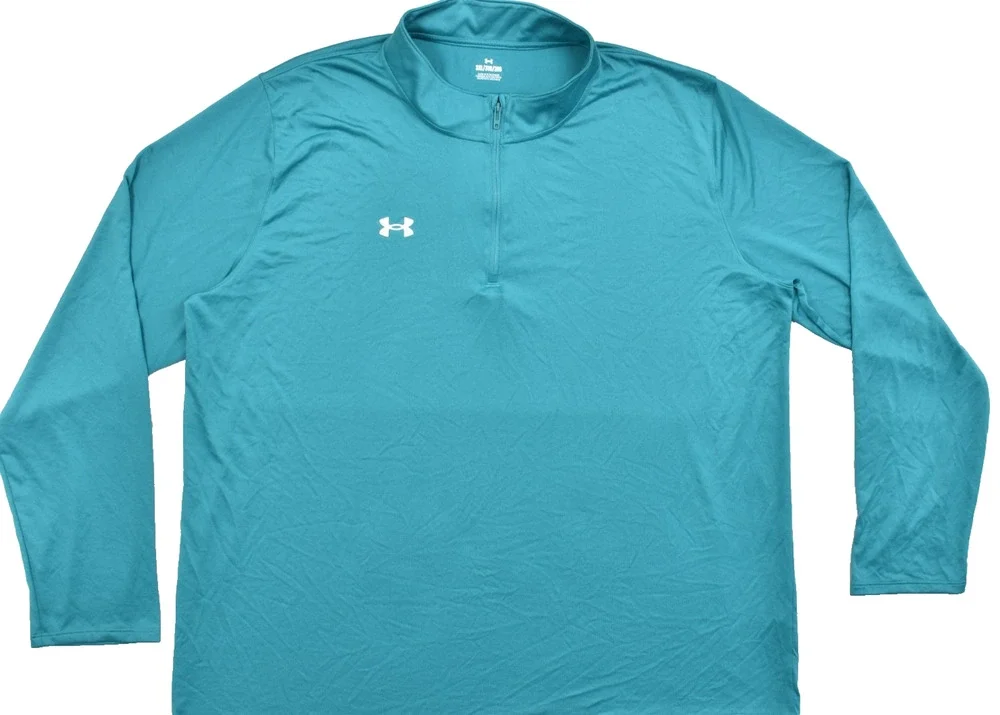 Under Armour Men 3XL Teal 1/4 Zip Long Sleeve Pullover Recycled Polyester Shirt